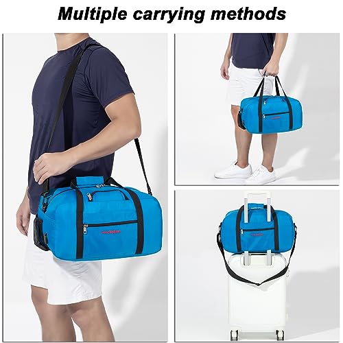 17x10x9 United Airline Personal Item Under Seat Duffel Bag With Free Pillow And USB Port (Royal Blue) - color: Royal Blue
