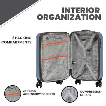 Spyder Rails Expandable Hardside Upright Suitcase with 360 Spinner Wheels, TSA Approved Lock, Denim, Large Checked - color: Denim, size: Large Checked