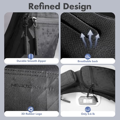 hk Sling Bag for Men with 3‑Layer Sailcloth‑Inspired Performance Fabric - color: Black