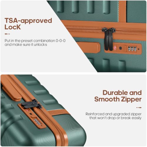 UKEIN Luggage Sets 3Piece, Carry On Luggage 20in Suitcase Set With Backpack - color: Green, size: 3 piece set (20inch)