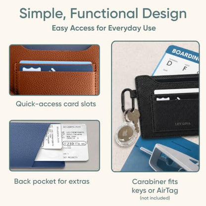 Passport Holder – Slim RFID Blocking Leather Passport Wallet with Built-In RFID Protection & Black-Tone Carabiner, Travel Essentials (BLACK - Clip Carabiner) - color: 3. Jet Black