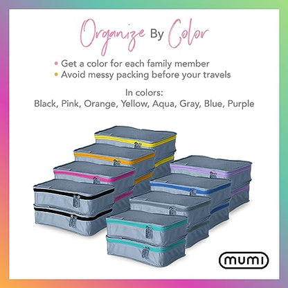 MUMI Packing Cubes Set of 5 - Mesh-Top Luggage Organizers, Blue - color: Blue