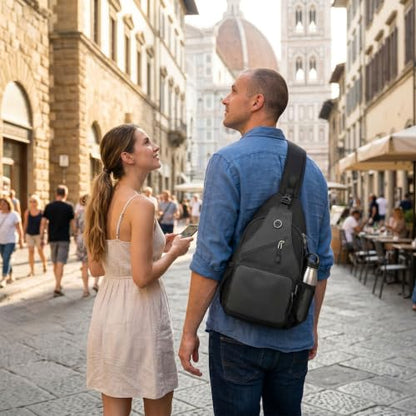 Javolto Crossbody Sling Bag,Small Backpack Men,Hands-Free Shoulder Daypack - color: Beige