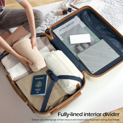 Coolife Luggage Set 3 Piece Luggage Set Carry On Suitcase Hardside Luggage with TSA Lock Spinner Wheels(White, 3 piece set (DB/TB/20)) - color: White, size: 3 piece set (DB/TB/20)