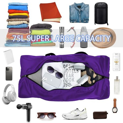 iFARADAY Foldable Duffel Bag, 30 inch / 75L, Purple - color: Purple-75L