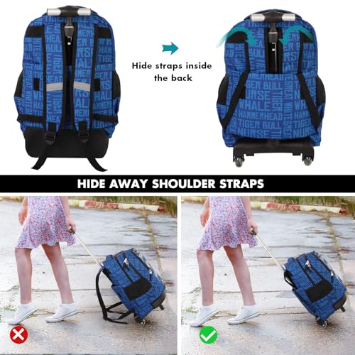 Tilami Rolling Backpack for Boys and Girls,Sharks - color: Sharks