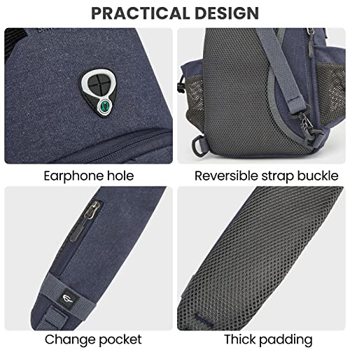 G4Free Canvas Crossbody Sling Bag with RFID Blocking for Women Men - color: Dark Blue