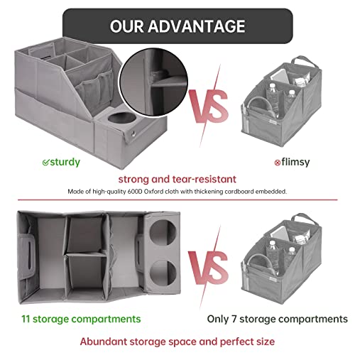 MULISOFT Car Backseat Organizer with 11 Pockets & 2 Cup Holders, Pure Gray - color: Pure Gray