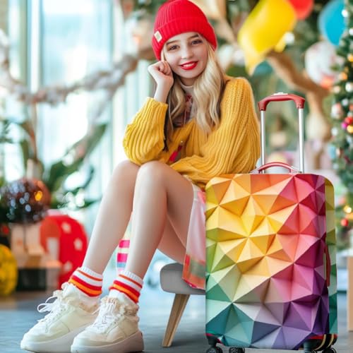 MAYJOYDIY Geometry Luggage Cover Colorful Art Elastic Baggage Covers Dust-Proof Suitcase Sleeve Anti-Scratch Washable Suitcase Protector L Fit 26-28 Inch Luggage - color: Geometry