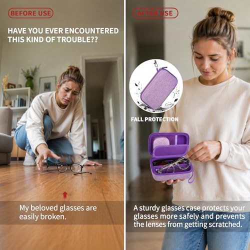 GWCASE Portable 2 in 1 Contact Lens Case and Glasses Case for 2 Pairs - color: Purple
