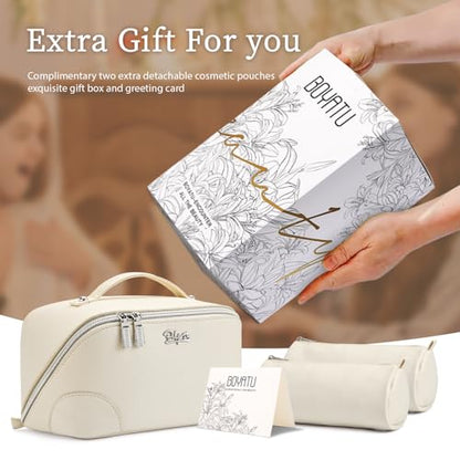 BOYATU Travel Makeup Bag Cosmetic Bags for Women: 3-Piece Makeup Bag Set - color: C-3-White