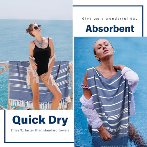 Widdonen Turkish Beach Towel Blanket Compact Giant 85x75 Blue Stripe - color: Blue