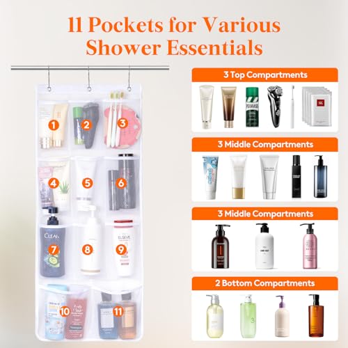 Lifewit Mesh Shower Caddy, 11 Pockets Hanging Bathroom Organizer, 2 Pack - size: 17" x 34"