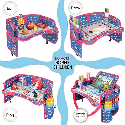 Kids Car Seat Travel Tray, Car Table & Lap Desk – Airplanes - color: AIRPLANE