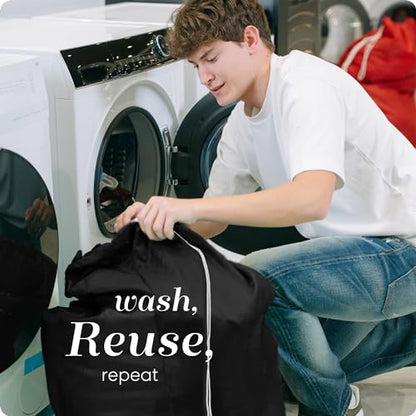 Nylon XL Laundry Bag, Large Capacity with Locking Drawstring, Machine Washable, Fits Laundry Baskets or Hampers, Holds 2 Loads of Clothes (Black, 30" x 40") - color: Black, size: 30" x 40"
