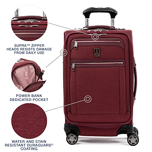 Travelpro Platinum Elite Carry-On Luggage Spinner, Red, 21-Inch - color: Bordeaux Red, size: Carry-On 21-Inch
