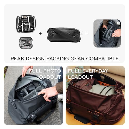 Peak Design Travel Duffel 65L, Eclipse, Weatherproof, Extra-Wide Zip, 4 External Pockets, Fits Packing & Camera Cubes, Ideal Weekend Bag, Versatile Duffel for Travel & Everyday Use - color: Eclipse, size: 65L