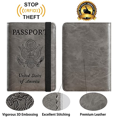 Passport Holder, Travel Essentials, Passport Cover, RFID Travel Wallet - color: 113#Grey