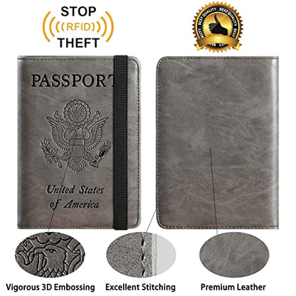 Passport Holder, Travel Essentials, Passport Cover, RFID Travel Wallet - color: 113#Grey