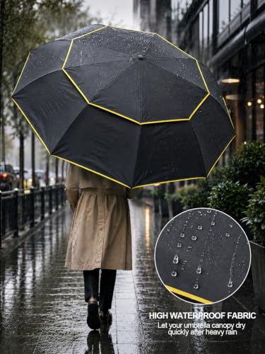 Kalolary 62 Inch Extra Large Golf Umbrella UV Protection Compact Umbrella - color: Black