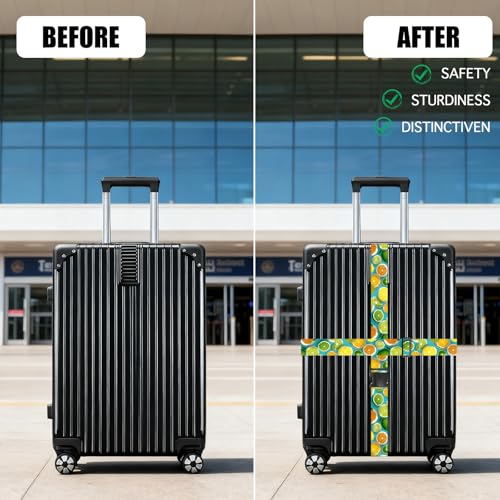 Nuxovilar Luggage Straps Set for Suitcase 1.96x90.5in Polyester - color: YMi04298, size: 1.96"x90.5"