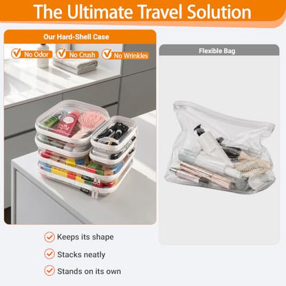YQBRAO Clear Hard Shell Zipper Cases, Diaper Bag Organizer, 2L 2M 2S, White - color: White, size: 6 Pack (2L+2M+2S)