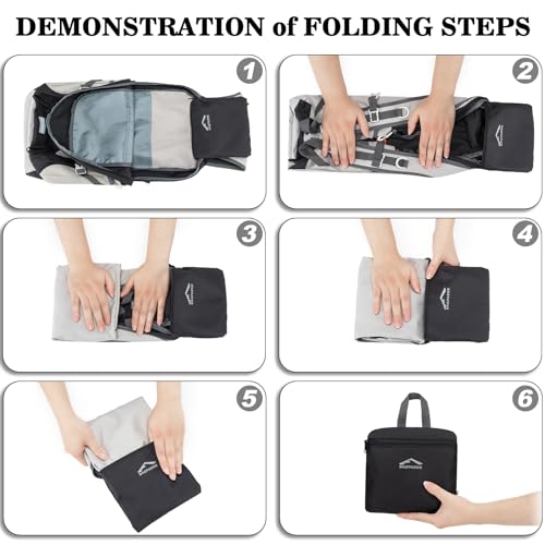 BAGPARKK 35L Ultra Lightweight Foldable Packable Hiking Backpack - color: Black-white（35l）
