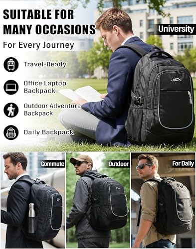 ProEtrade Anti Scratch Fabric Backpack, Black, Unisex, 20"H x 13"W x 8.2"D, 1.6 lb, 8 Pockets, 2 Laptop Compartments, Night Light Reflective Design, Ergonomic Air Flow System - color: Atrous, size: 17 Inch