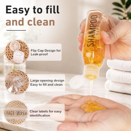 Travel Bottles for Toiletries 5 PCS 3.4oz Plastic Bottles with Clear Bag - color: Clear with bag