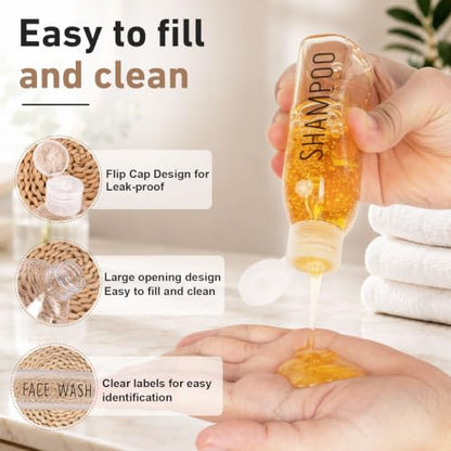 Travel Bottles for Toiletries 5 PCS 3.4oz Plastic Bottles with Clear Bag - color: Clear with bag