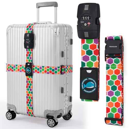 Travelkin Luggage Straps TSA Approved, Suitcase Straps with TSA Lock - color: Honeycomb