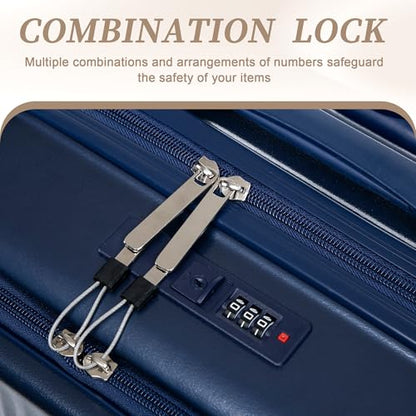 Merax 20/14 Inch Hardside Luggage, Lightweight Suitcase with Spinner Wheels - color: Navy ABS, size: 14/20 Inch