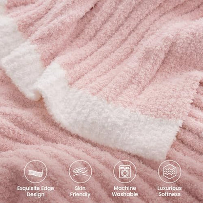 Snuggle Sac Pink Ribbed Queen Size Blanket for Bed, Soft Luxurious Bedding Blankets, Large Fuzzy Plush Microfiber Blankets Pink, 90x90 inches - color: Pink, size: Queen(90"x 90")