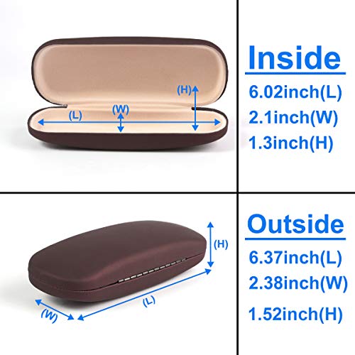 RayLove Unisex Hard Shell Eyeglasses Cases, Protective Case For Glasses - color: Brown