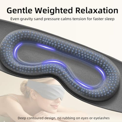 Weighted Sleep Mask, 3D Blackout Eye Mask Glass Beads Travel - color: Blue