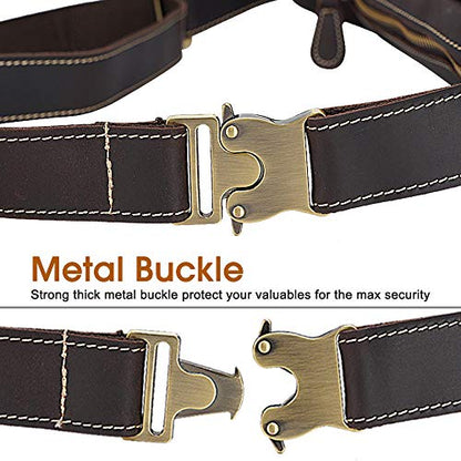 TIDING Leather Fanny Pack Multi-Pockets Waist Belt Bag for Men - color: Dark Brown