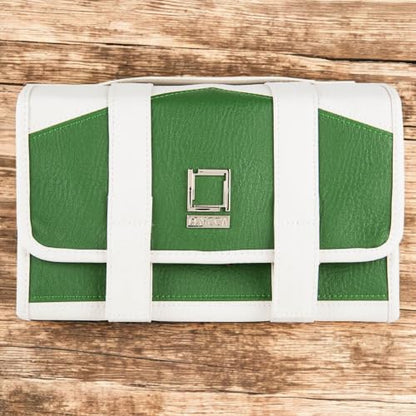 Compact Leatherette Travel Case for Men & Women, Gem/Cream - color: Gem / Cream