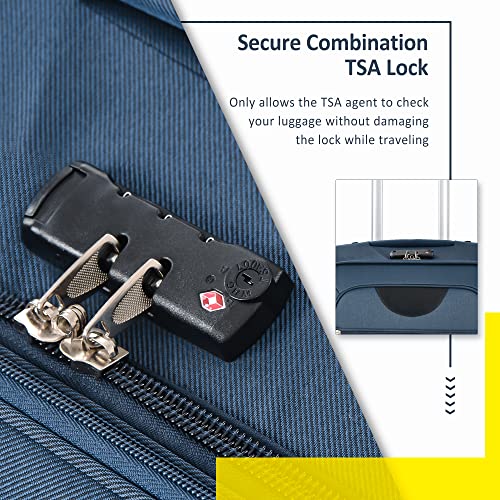 Softside Luggage Expandable 3 Piece Set Suitcase Upright Spinner Softshell Lightweight Luggage Travel Set (Dark Blue) - color: Dark Blue