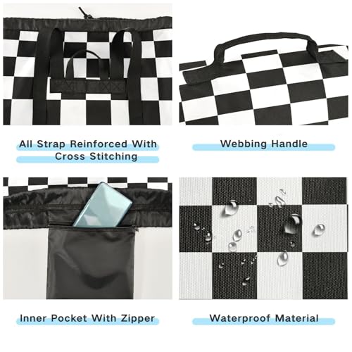 Checkerboard Plaid Laundry Bag Backpack Bags Mesh Wash Laundry Bags Dirty Clothes Organizer for Vacation Road Trip Essentials Dorm - color: Checkerboard Plaid