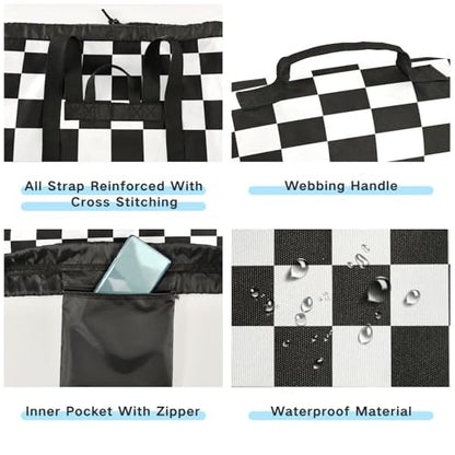 Checkerboard Plaid Laundry Bag Backpack Bags Mesh Wash Laundry Bags Dirty Clothes Organizer for Vacation Road Trip Essentials Dorm - color: Checkerboard Plaid