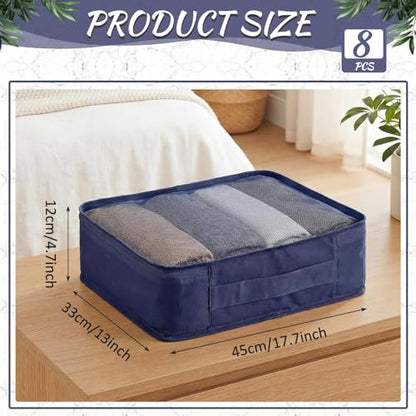 Silkfly 8 Pcs XL Packing Cube for Travel Luggage,Simple,Navy Blue - color: Navy Blue, size: Simple