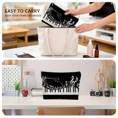 JIUWEIHU Piano Keys Makeup Bag, Musical Cosmetic Bags Travel Organizer Bag - color: Multicolor 0063