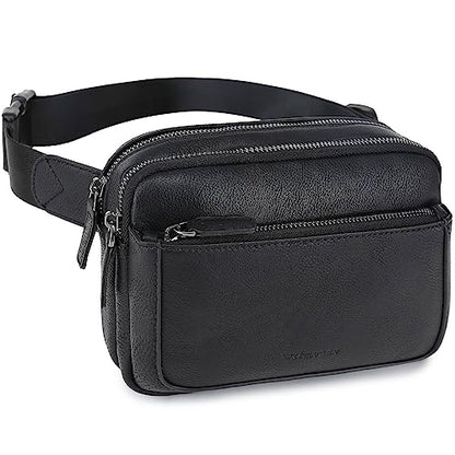 Fanny Packs for Women, Large Vegan Leather Waterproof Belt Bag, Black - color: Black