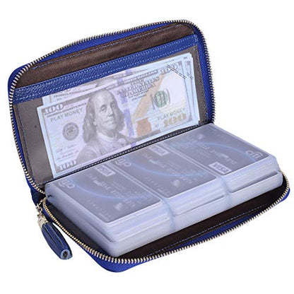 Easyoulife Credit Card Holder Wallet Womens Zipper Leather Case Purse RFID Blocking - color: Royal Blue
