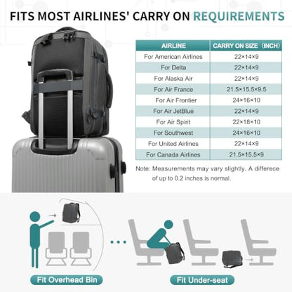 35L Expandable 2 in 1 Travel Backpack for 16 Inch Laptop Gray - color: Gray