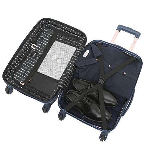 kensie 3 Piece "Alma" Light Metallic Style TSA-Lock Spinner Luggage Set, Midnight Blue Option - color: Midnight Blue, size: 28"/24"/20" (3 Piece Set)