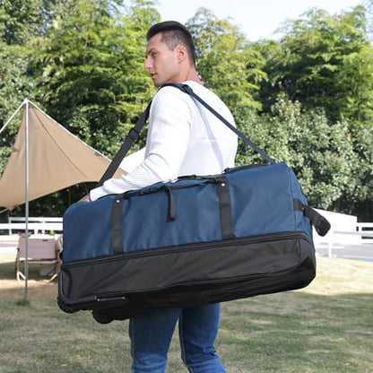 32" 1680D Oxford Duffle Bag w/Wheels, 110L-140L, Navy - color: Navy
