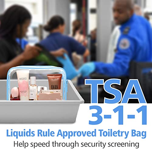 PACKISM TSA Approved Toiletry Bag - Clear Makeup Bag for Travel, Light Blue - color: New Light Blue, size: Medium Set