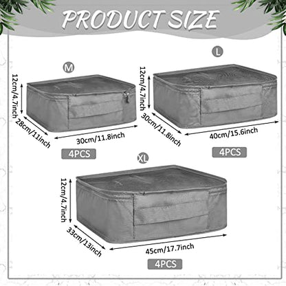 Silkfly 12 Pcs Packing Cubes for Travel,XL, L, M,Classic,Gray - color: Gray, size: XL, L, M, style: Classic