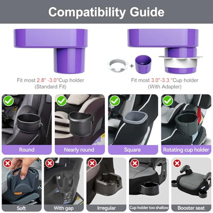 Car Seat Tray for Kids Toddlers Travel with 3-Inch Cup Holder & Dip Well - color: Purple